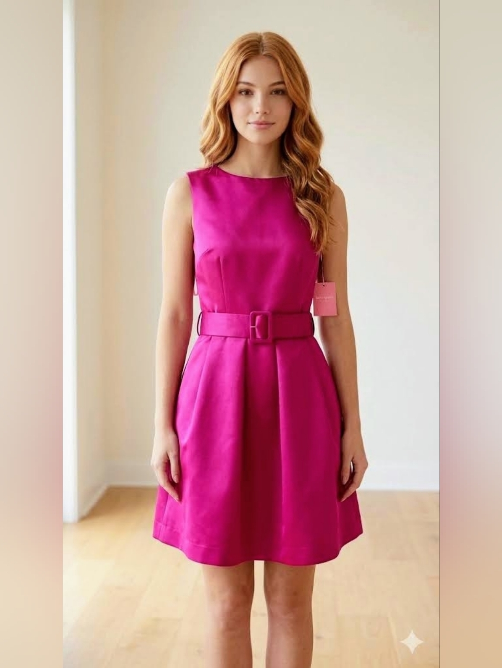 Isaac Mizrahi Hot Pink Sleeveless Fit-and-Flare Dress with Open Back